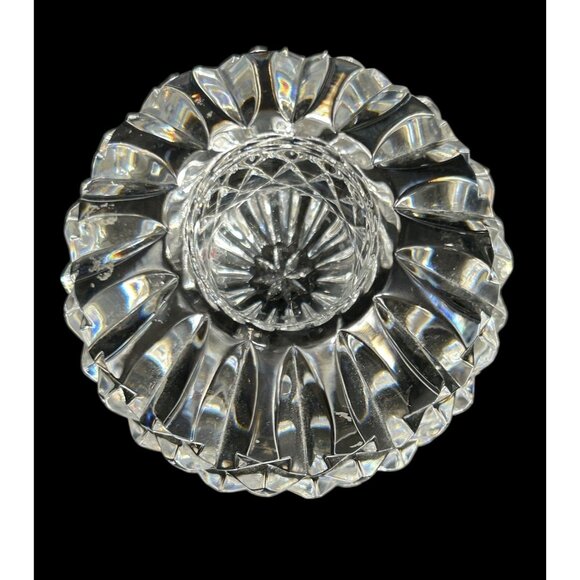 Vintage Pair Waterford Lismore Round Cut Crystal Candle Holders Signed - Picture 5 of 9